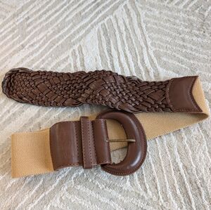 Costa Blanca Brown and Tan Woven Belt